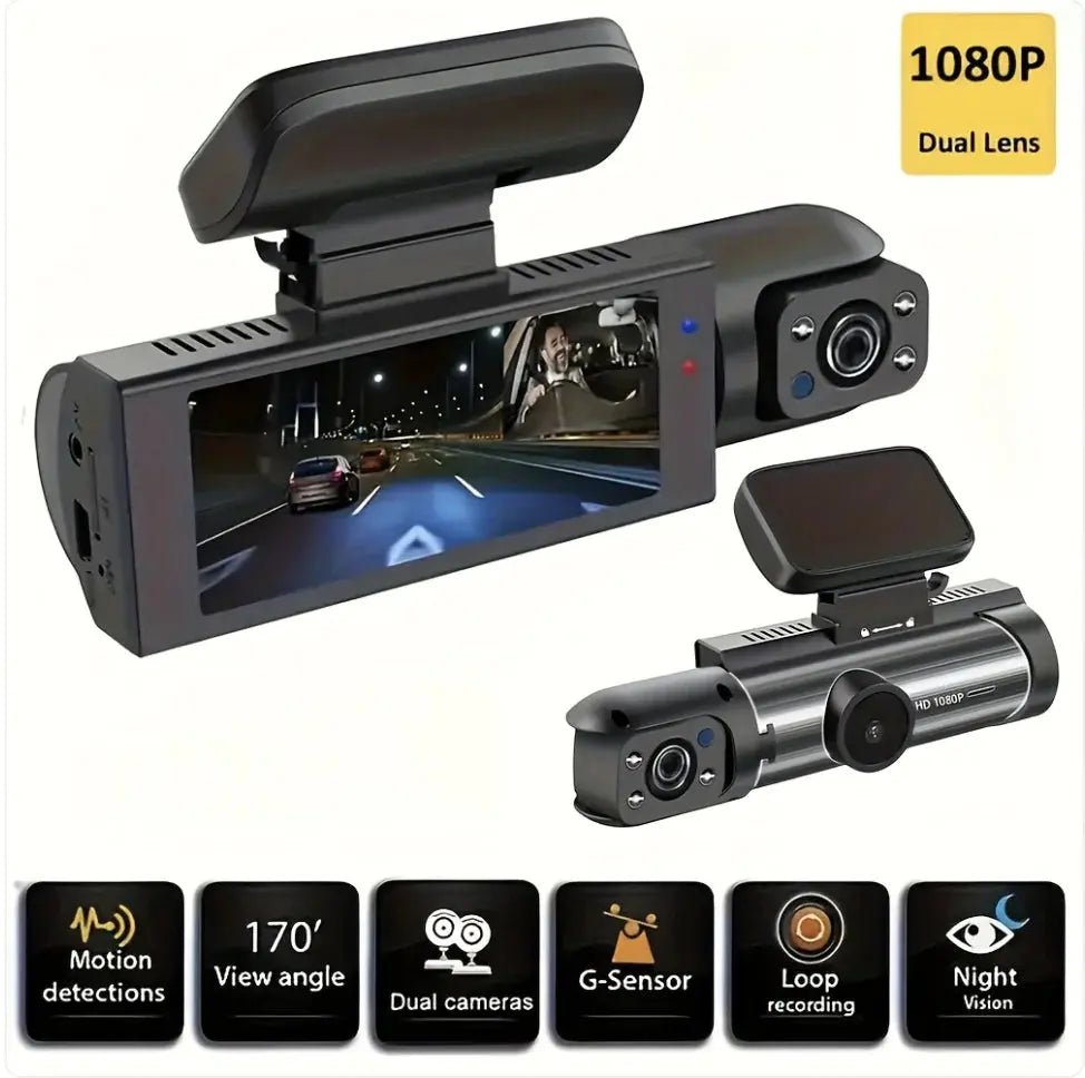 1080p HD Night Vision Dual Dash Cam with 360° View - PlugoTech