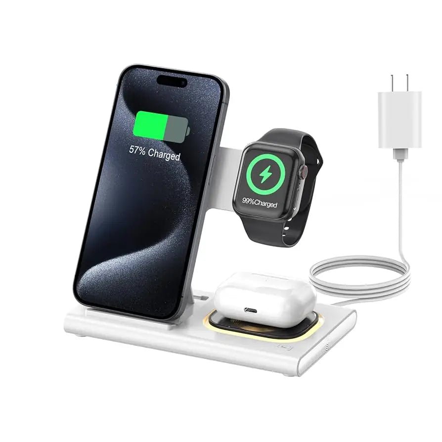 15W 3 In 1 LED Foldable Fast Wireless Charger Stand - PlugoTech