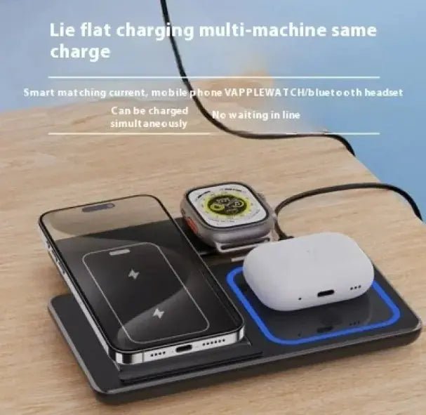 15W 3 In 1 LED Foldable Fast Wireless Charger Stand - PlugoTech