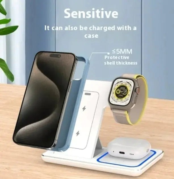 15W 3 In 1 LED Foldable Fast Wireless Charger Stand - PlugoTech