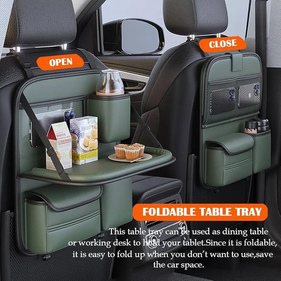 DriveSmart™ Deluxe Car Seat Organizer & Foldable Table - PlugoTech