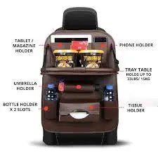 DriveSmart™ Deluxe Car Seat Organizer & Foldable Table - PlugoTech