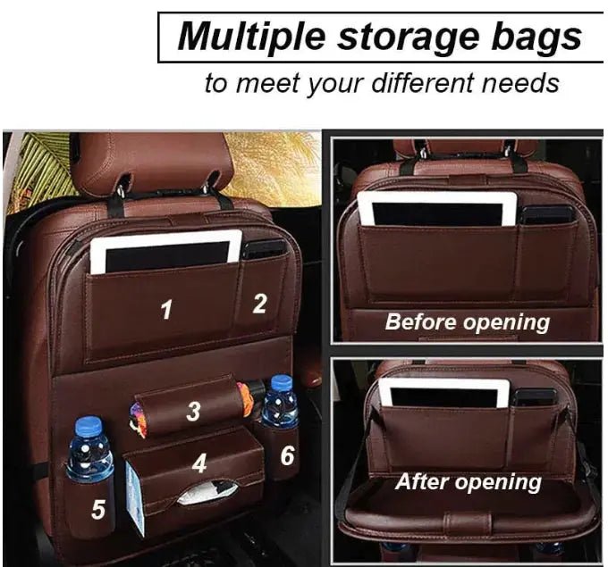 DriveSmart™ Deluxe Car Seat Organizer & Foldable Table - PlugoTech