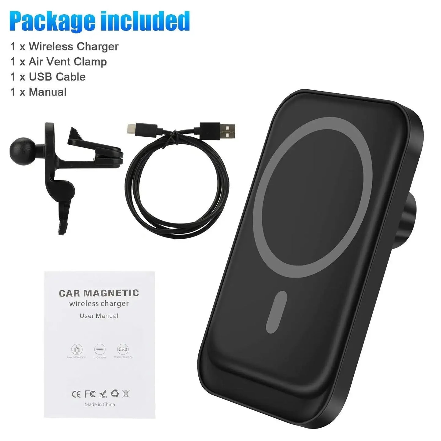 MagniCharge™ 15W MagSafe Magnetic Wireless Car Charger & Mount - PlugoTech