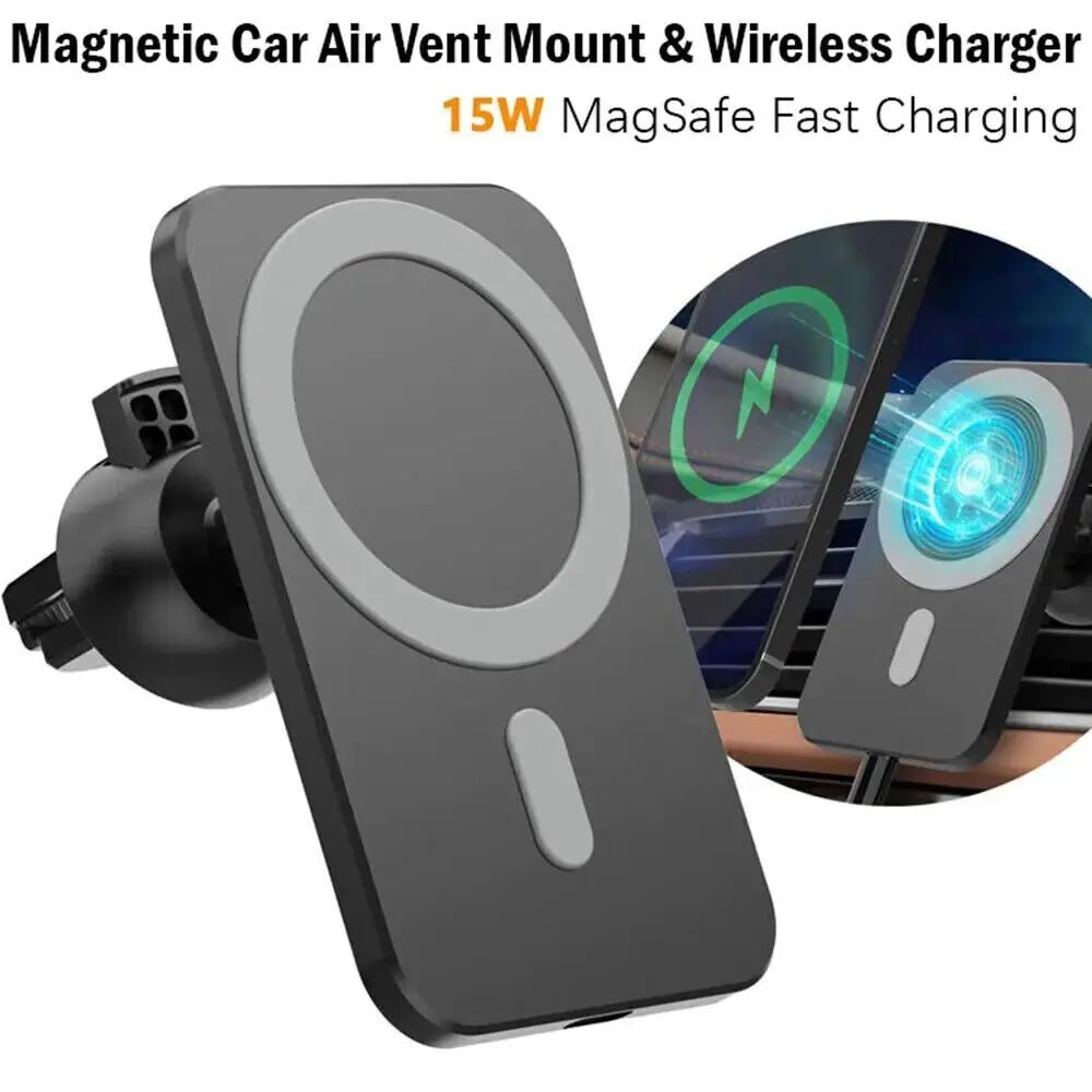 MagniCharge™ 15W MagSafe Magnetic Wireless Car Charger & Mount - PlugoTech