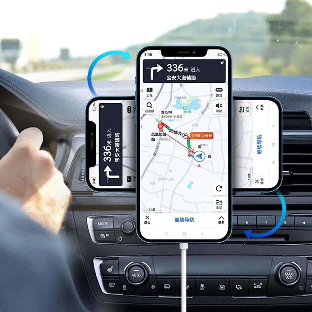MagniCharge™ 15W MagSafe Magnetic Wireless Car Charger & Mount - PlugoTech