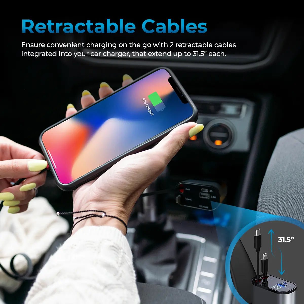 Retractible Car Charger - PlugoTech