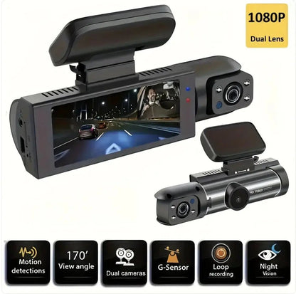 1080p HD Night Vision Dual Dash Cam with 360° View - PlugoTech