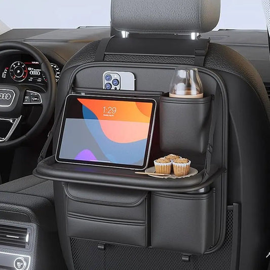 DriveSmart™ Deluxe Car Seat Organizer & Foldable Table - PlugoTech
