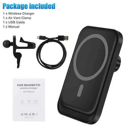 MagniCharge™ 15W MagSafe Magnetic Wireless Car Charger & Mount - PlugoTech