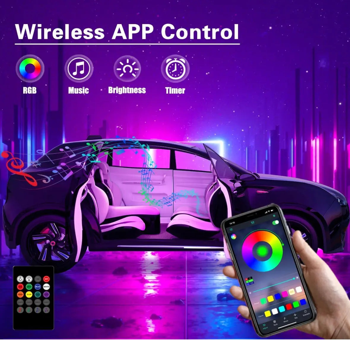 PlugoTech | App-Controlled Car & Foot Ambient Lights PlugoTech